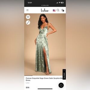 Sage Green Satin Floral Maxi Dress